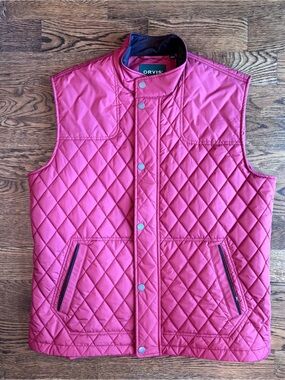 Orvis Quilted Puffer Vest Men’s XL NWT Red Full Zip Snap Front Insulated